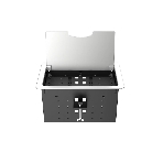 Прямоугольный металлический корпус Wize Pro WRTS-12BOX-S для модульной системы врезного лючка в стол с откидывающейся крышкой, до12 модулей-вставок, беспроводная зарядка 10Вт для моб.устройств на крышке, преустановленная рамка,серебр., фото2