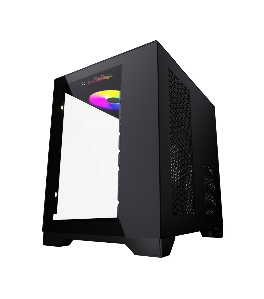Компьютерный корпус Powercase Vision Micro, Black, Tempered Glass, 4х 120мм 5-color fan, черный, mATX (CVBM-L4)