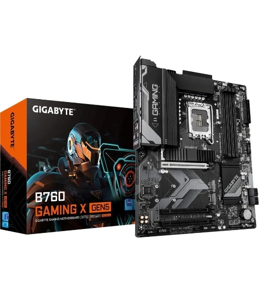 Материнская плата Gigabyte B760 GAMING X GEN5, LGA1700, Intel B760, 4xDDR5, 4xSATA, 3xM.2, 1xPCIe 5.0 x16, 2xPCIe 3.0 x1, 1xHDMI, 1xDP, 1x2.5Gb LAN, 1xUSB-C 5Gbps, 1xUSB-A 10Gbps, 1xUSB-A 5Gbps, 5xUSB-A 2.0, 6x3.5 мм, 7.1, ATX