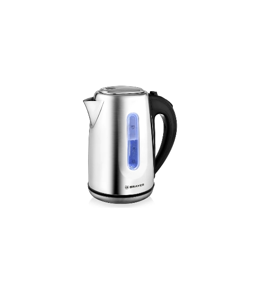 Электрочайник BRAYER BR1014 серебристый, 1.7 л, 2200 Вт, скрытый нагревательный элемент