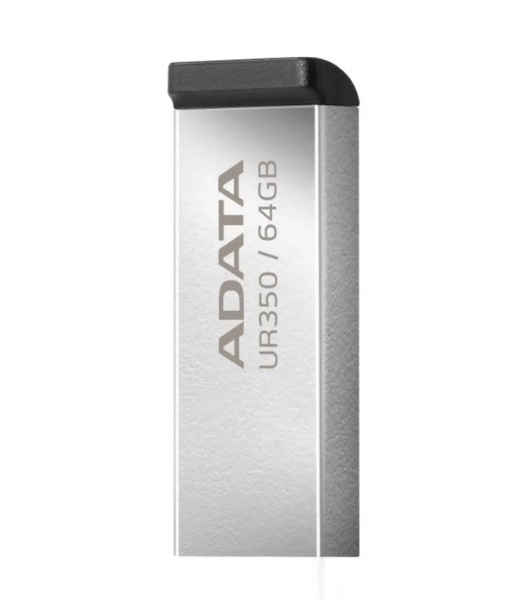 Флешка USB ADATA UR350 (UR350-64G-RSR/BK), 64Gb, USB 3.2, R/W 100/15, серебристый/черный