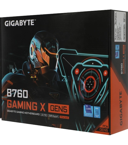 Материнская плата Gigabyte B760 GAMING X GEN5, LGA1700, Intel B760, 4xDDR5, 4xSATA, 3xM.2, 1xPCIe 5.0 x16, 2xPCIe 3.0 x1, 1xHDMI, 1xDP, 1x2.5Gb LAN, 1xUSB-C 5Gbps, 1xUSB-A 10Gbps, 1xUSB-A 5Gbps, 5xUSB-A 2.0, 6x3.5 мм, 7.1, ATX