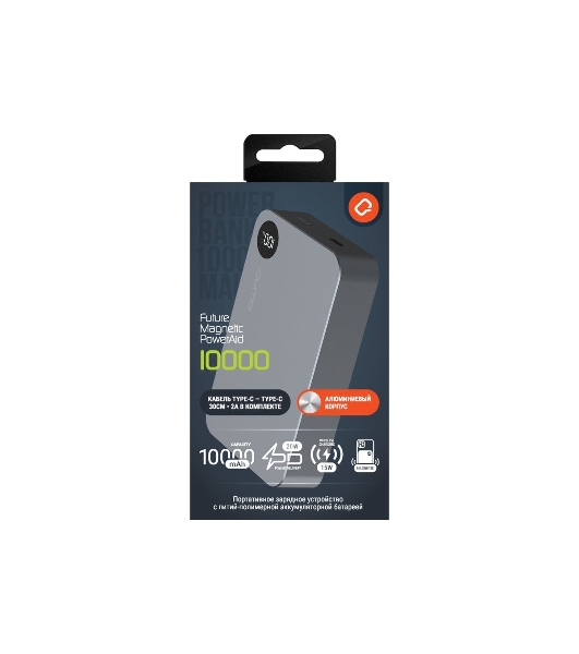 Портативный аккумулятор QUMO Future Magnetic PowerAid 10000mAh W15 темно-серый FMPA-10C-S1
