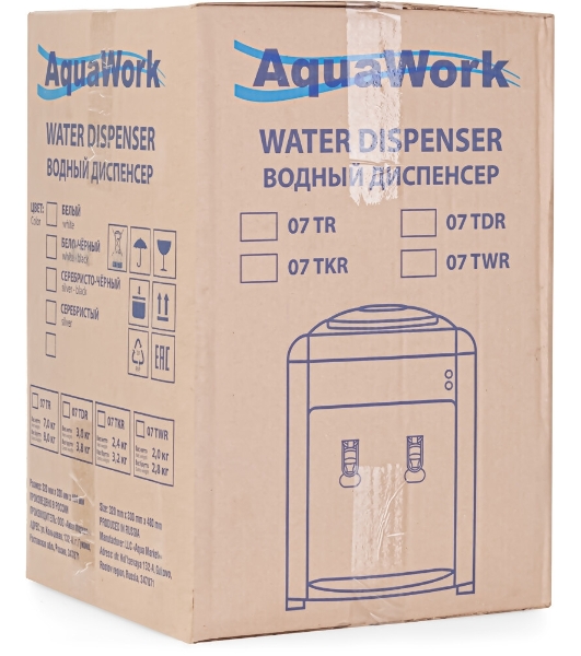 Кулер для воды Aqua Work 0.7-TKR, верхняя загрузка, нагрев 97 °С, без охлаждения, серебристый