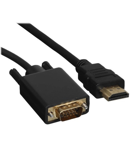 Кабель GoPower HDMI (m)-VGA (m) 1м черный Premium Zip-Lock c подвесом (1/200)
