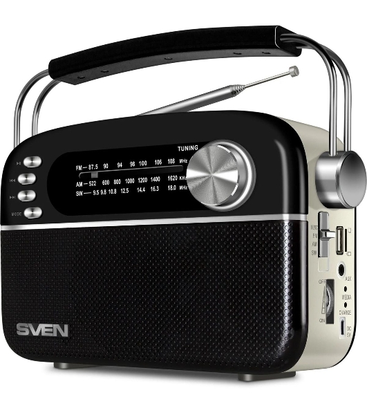 Радиоприемник SVEN SRP-505 (4 Вт, FM/AM/SW, USB, SD/microSD, Bluetooth, 1200 мА·ч)черный