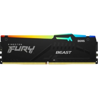 Оперативная память Kingston Fury Beast RGB, DDR5, 32GB (1x32GB), 6400 MHz, CL32, с радиатором, RGB, черный