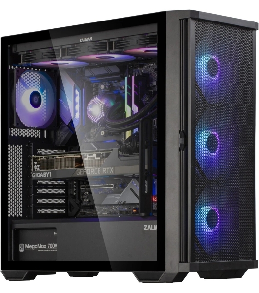 Компьютерный корпус ZALMAN Z10 PLUS, ATX, черный, WINDOW, 2x3.5', 2x2.5', 2xUSB 3.0, 1xUSB 3.1 Type-C, FRONT 3x140мм ARGb, REAR 1x120мм ARGb