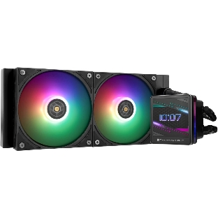 Водяное охлаждение для процессора Thermalright Grand Vision 240 (240mm, LED, Black, ARGB/Fans: 2x120mm, 80.45CFM, 29.4dBA, 2150RPM/Pump height 72.5mm, 6400RPM, Rad thickness 27mm/S: 1700, 1200, 1851, 115X, 2011, 2066, AM5, AM4)