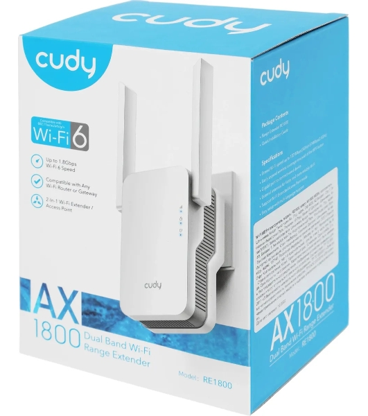 Повторитель беспроводного сигнала Cudy RE1800 AX1800 10/100/1000BASE-TX/Wi-Fi белый