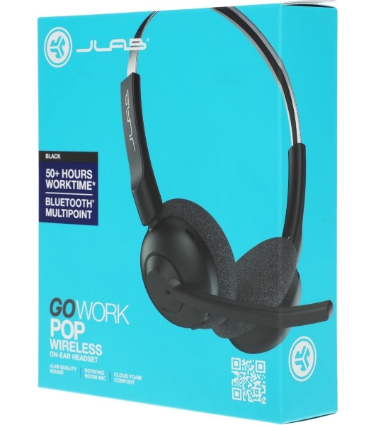 Гарнитура JLab GO Work Pop Wireless Headphones чёрный, беспроводная, Bluetooth, до 50 ч