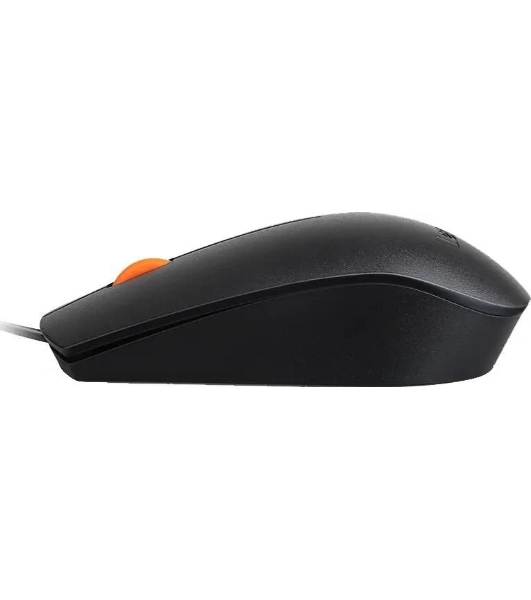 Мышь проводная Lenovo 300 черный, 1600 dpi, USB, кнопки - 3