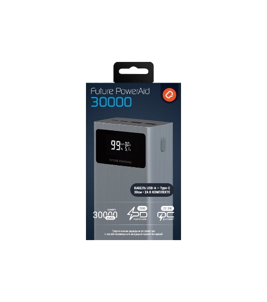 Портативный аккумулятор QUMO Future PowerAid 30000mAh темно-серый FPA-30C-S1