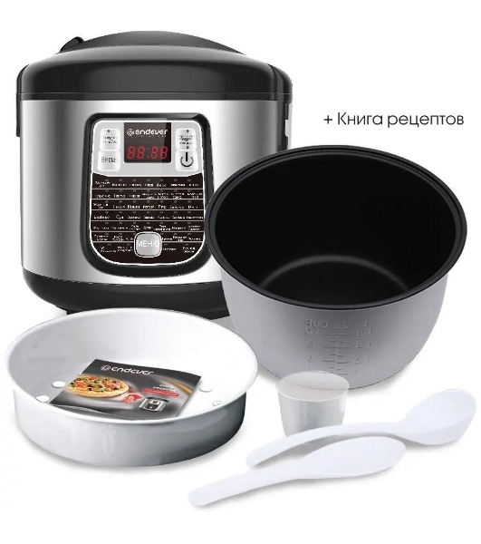 Мультиварка Endever Vita-95, мощность 1000 Вт, черный/стальной, емкость 5л, 45 авторежимов работы, книга рецептов