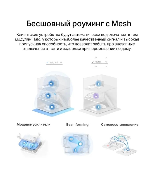Бесшовный Mesh роутер Mercusys Halo H60X(2-pack) AX1500 10/100/1000BASE-TX белый (упак.:2шт)
