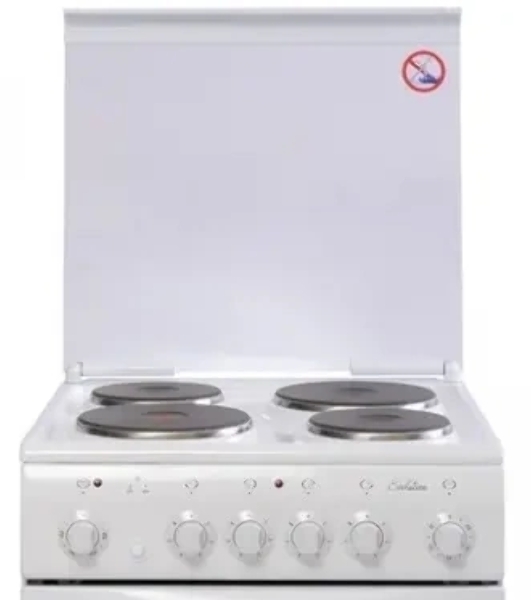 Плита электрическая De Luxe 5004.10э (кр)-001 белый, конфорок 4 шт, духовка 43 л, 50 см x 85 см x 50 см
