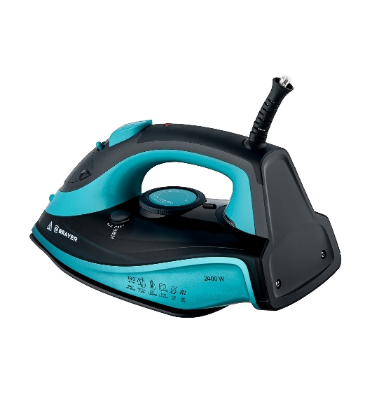 Утюг BRAYER BR4019 голубой/черный, 2400 Вт, 25 г/мин, 140 г/мин, 320 мл