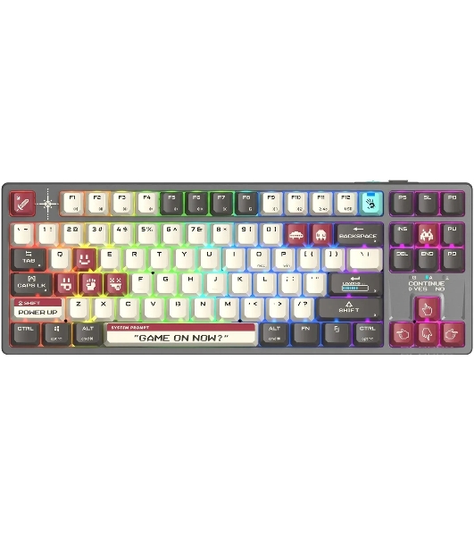 Клавиатура беспроводная A4Tech Bloody WS87 USB, Bluetooth/Радиоканал серый/красный