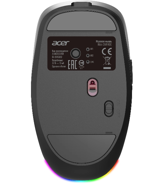 Мышь беспроводная Acer Nitro OMR400 черный, 3200 dpi, радиоканал, Bluetooth, USB, кнопки - 6