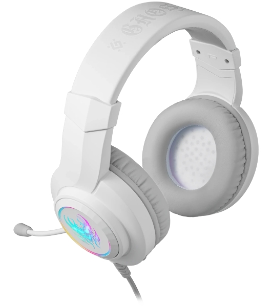 Гарнитура Defender Ghost LED белый, проводная, USB / 2 x mini jack 3.5 мм, подсветка
