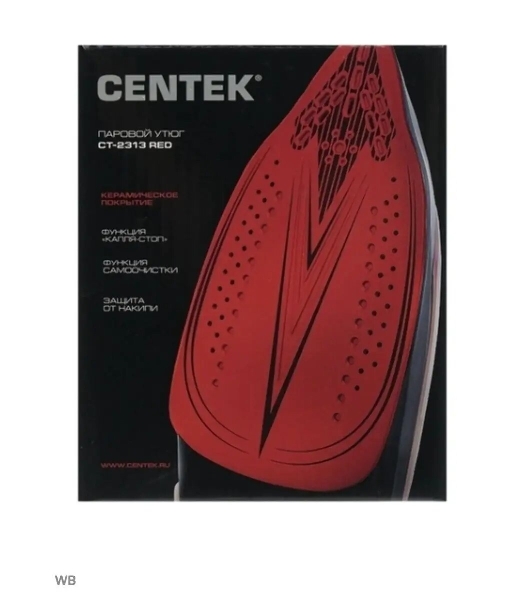 Утюг Centek CT-2313 красный, 2400 Вт, 50 г/мин, 185 г/мин, 350 мл