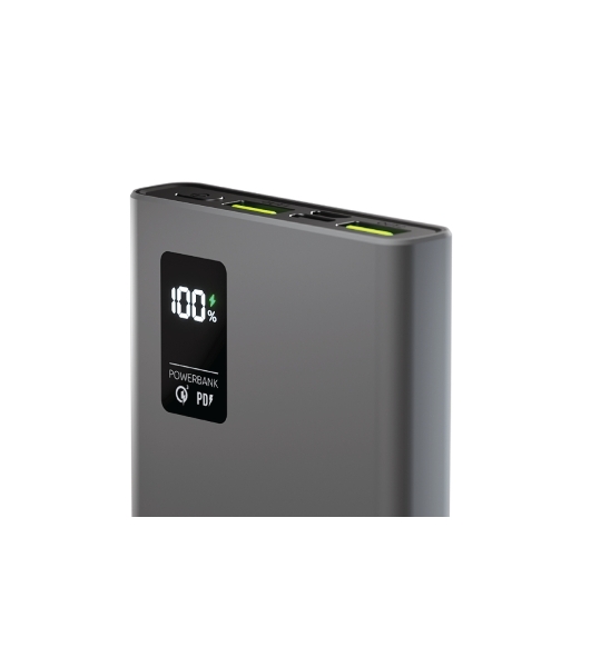Портативный аккумулятор OLMIO QR-10, 10000mAh, 22.5W, QuickCharge3.0/PowerDelivery, LCD, серый