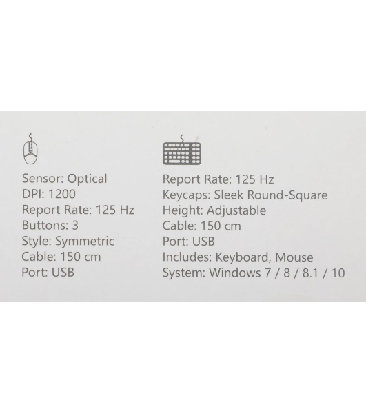 Комплект клавиатура+мышь A4Tech FStyler F1512 проводной, USB, 1200 DPI, черный