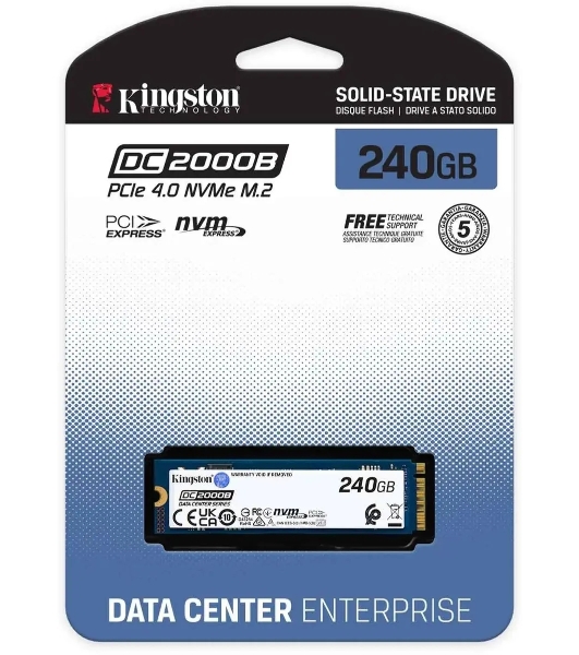 Накопитель SSD Kingston DC2000B, 240Gb, PCIe 4.0 x4, M.2 2280, R/W 4500/400