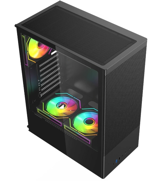 Компьютерный корпус ACD Citadel 108B ATX, Type-C + 2XUSB ports + HD audio combo, Mesh, TG, черный.