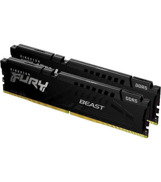 Оперативная память Kingston Fury Beast, DDR5, 32GB (2x16GB), 5600MHz, CL40, DIMM, с радиаторами, черный