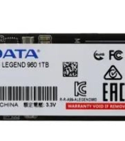 Накопитель SSD ADATA LEGEND 960, 1Tb, PCIe 4.0 x4, M.2 2280, NVMe, R/W 7400/6000, с радиатором