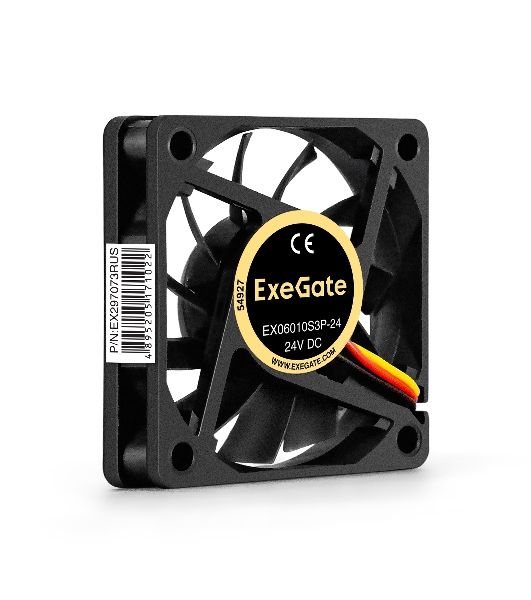 Вентилятор для корпуса ExeGate EX06010S3P-24 черный, 60 мм, 3000 об/мин, 24.1 дБ, 3 pin