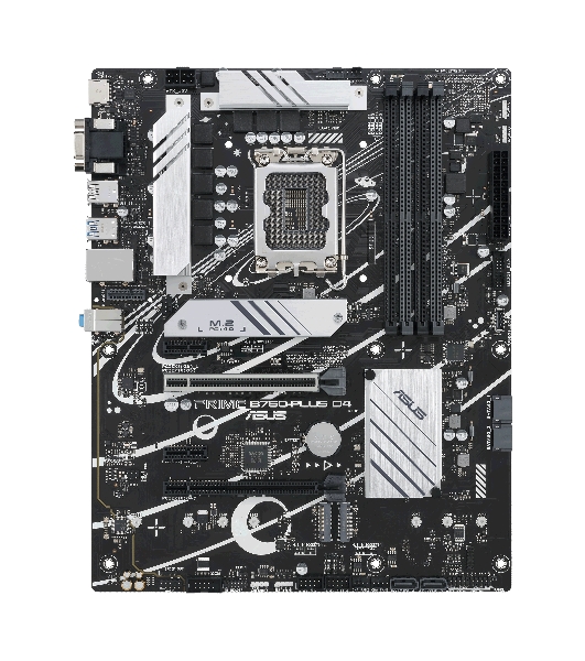 Материнская плата ASUS PRIME B760-PLUS D4, LGA 1700, Intel B760, 4xDDR4, 4xSATA, 3xM.2, 1xPCIe 4.0 x4, 1xPCIe 5.0 x16, 1xHDMI, 1xDP, 1xVGA, 1x 2.5Gb LAN, 1xUSB 3.2 Gen 2, 2xUSB-A 3.2 Gen 2, 3x3.5 мм, 7.1, ATX