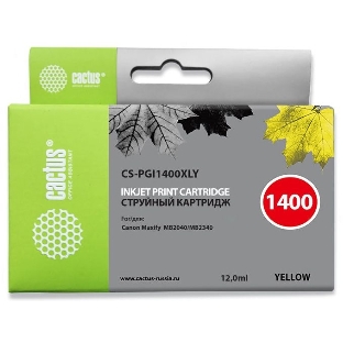 Картридж струйный Cactus CS-PGI1400XLY желтый (12 мл) для HP Canon MB2050/MB2350/MB2040/MB2340