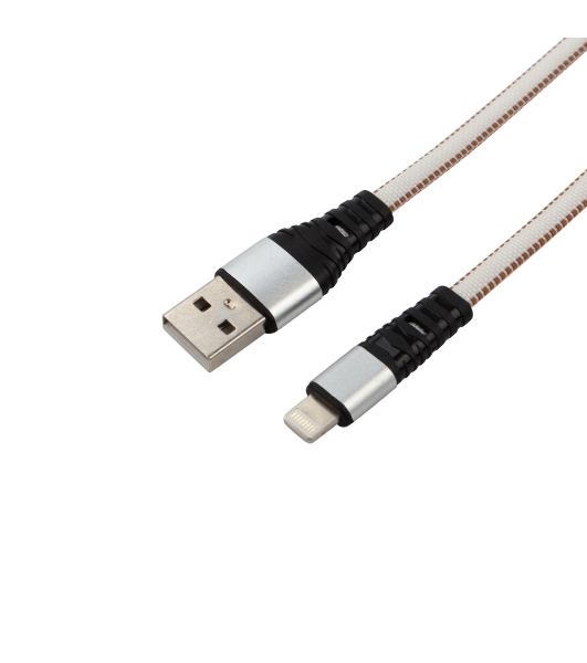 Кабель Rexant USB-Lightning 2.4 A, 1 м, белая нейлоновая оплетка