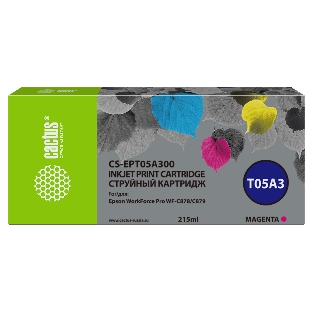 Картридж струйный Cactus CS-EPT05A300 (T05A3) пурпурный (215 мл) для Epson WorkForce Pro WF-C878/C879