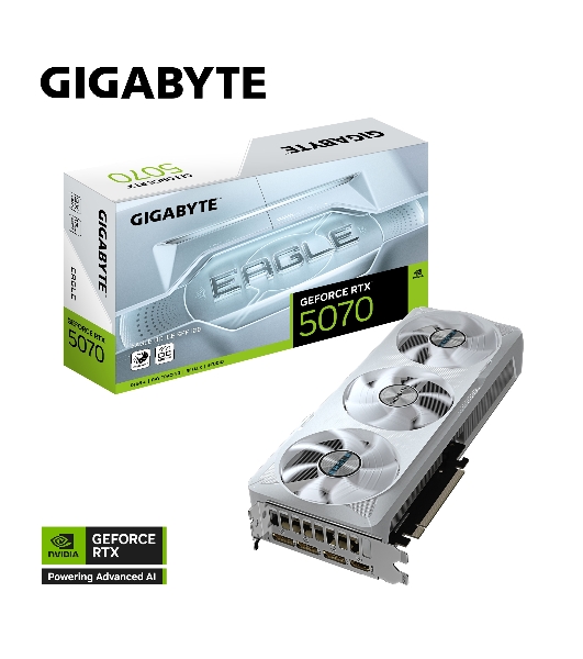 Видеокарта Gigabyte PCI-E GV-N5070EAGLEOC ICE-12GD 1.0 NVIDIA GeForce RTX 5070 12Gb 192bit GDDR7 2805/28000 HDMIx1 DPx3 HDCP Ret