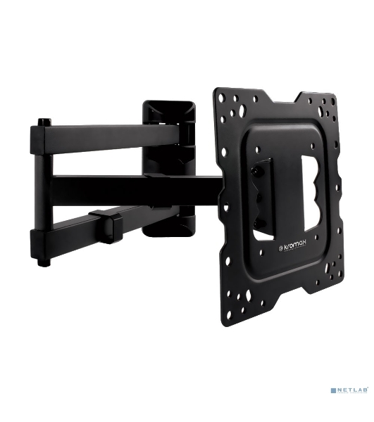 Кронштейн Kromax DIX-18 BLACK(для LED/LCD телевизоров 22'-55', max 40 кг, настенный, 5 ст свободы, наклон ±15°, поворот 180°, от стены 66-605 мм, max VESA 400x400 мм, вращение экрана ±5°, съемная монтажная пластина, кабель-канал, 4 шт/уп.)