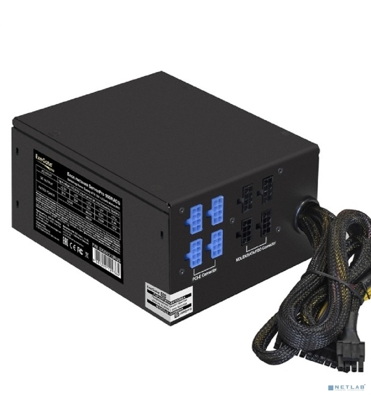 Блок питания серверный 900W ExeGate ServerPRO-900RADS (ATX, for 3U+ cases, APFC, КПД 80% (80 PLUS), 14cm fan, 24pin, 2(4+4)pin, PCIe, 5xSATA, 4xIDE, Cable Management, black)