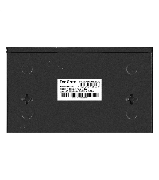 Коммутатор ExeGate EDES-1006D.4PoE-48W, 4×100 Мбит/с PoE + 2×100 Мбит/с, неуправляемый