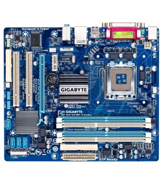 Материнская плата Gigabyte GA-G41M-COMBO-GQ (rev.3), LGA 775, Intel G41, 4xDDR2/DDR3, 4xSATA, 1xPCIe 1.1 x16, 1xPCIe 1.1 x1, 1xVGA, 1x 1Gb LAN, 4xUSB 2.0, 3x3.5 мм, 5.1, Micro ATX