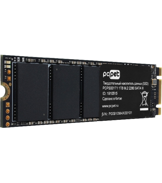 Накопитель SSD PC PET PCPS001T1, 1Tb, SATA, M.2 2280, R/W 500/450