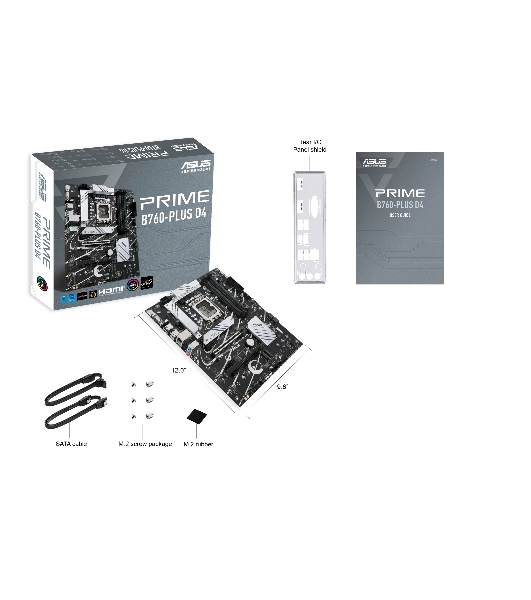 Материнская плата ASUS PRIME B760-PLUS D4, LGA 1700, Intel B760, 4xDDR4, 4xSATA, 3xM.2, 1xPCIe 4.0 x4, 1xPCIe 5.0 x16, 1xHDMI, 1xDP, 1xVGA, 1x 2.5Gb LAN, 1xUSB 3.2 Gen 2, 2xUSB-A 3.2 Gen 2, 3x3.5 мм, 7.1, ATX