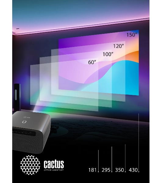 Проектор Cactus CS-PRC.07WT.Full HD-A LCD 9400Lm LS 350Lm ANSI (1920x1080) 2000:1 ресурс лампы:50000часов 1xUSB typeA 1xHDMI 1кг