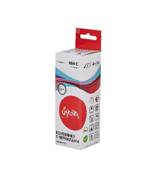 Контейнер с чернилами Sakura C13T66424A (664 C) для Epson, голубой, 6500 к., 70 мл.