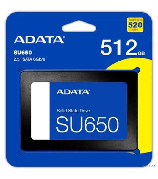 Накопитель SSD ADATA SU650, 512Gb, SATA III, 2.5', R/W 520/450