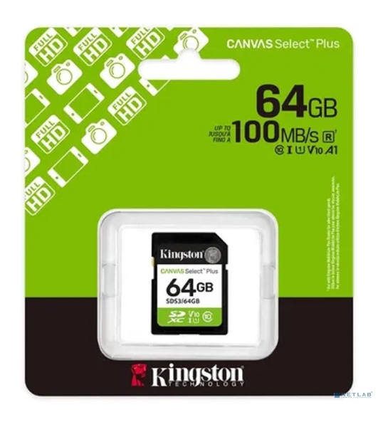 Флеш карта SDXC 64Gb Kingston SDS3/64Gb Canvas Select Plus w/o adapter