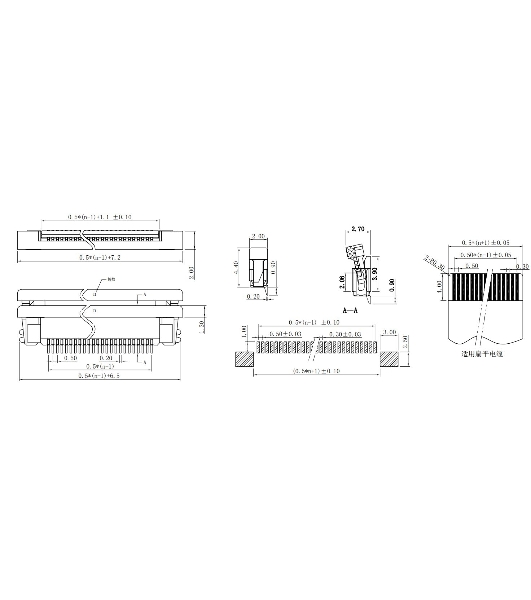 Разъем FPC Half Coverage Bottom Contact 0.5K-BX-20PWB 20 pin высота 2мм шаг 0,5мм