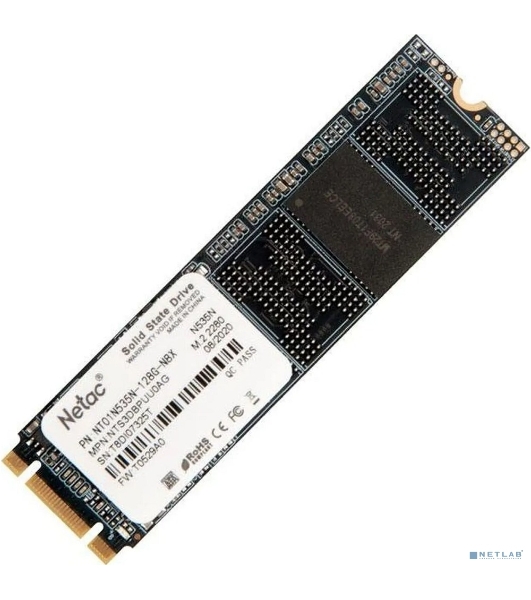Накопитель SSD Netac N535N, 128Gb, M.2 2280, SATA-III, R/W 510/440