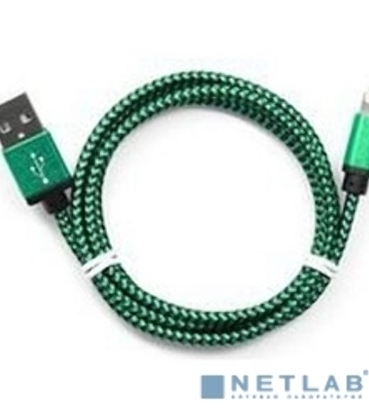 Кабель Gembird USB 2.0 Cablexpert AM/Lightning 8P, 1м, нейлоновая оплетка, алюминиевые разъемы, зеленый, пакет